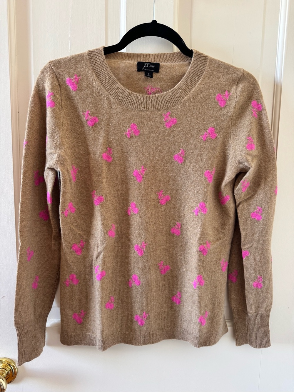 J Crew Long-sleeve everyday cashmere crewneck sweater in cherries, size Small